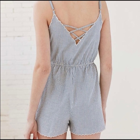 Urban Outfitters Kimchi Blue Striped Embroidered Romper XS - Picture 2 of 2